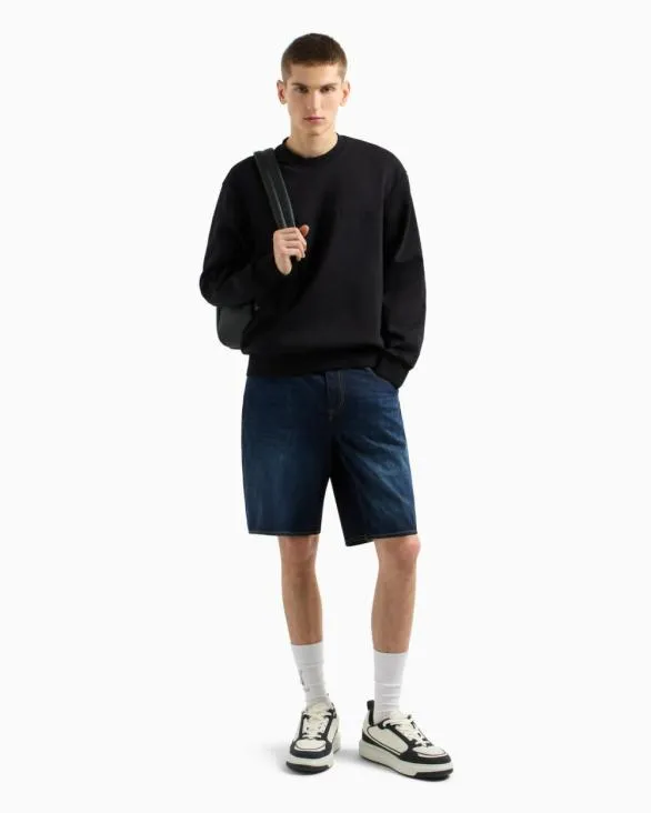 Crewneck Cotton Blend Sweatshirt Black Men Armani Sweatshirts Crewneck Cotton Blend Sweatshirt Black Men Armani Sweatshirts