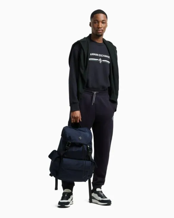 Crewneck Sweatshirt With Logo Print On The Chest Navy Blue Men Armani Matching Sets Crewneck Sweatshirt With Logo Print On The Chest Navy Blue Men Armani Matching Sets