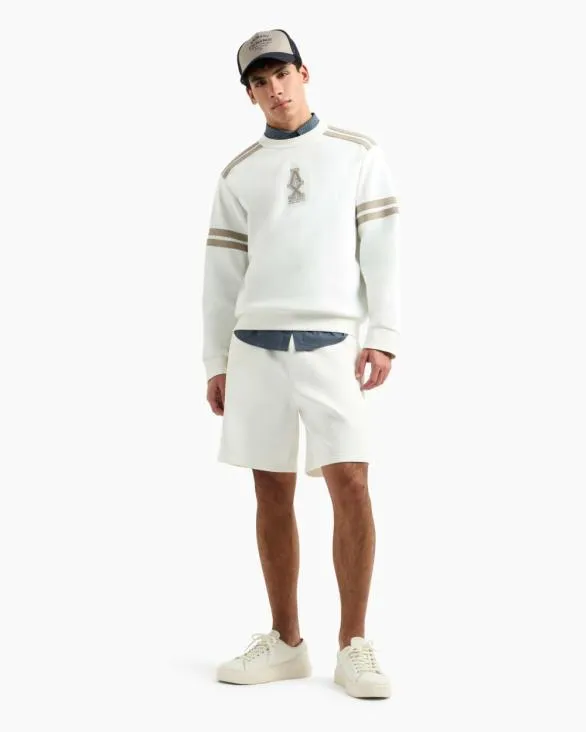 Crewneck Sweatshirt With Stripes And Logo White Men Armani Sweatshirts Crewneck Sweatshirt With Stripes And Logo White Men Armani Sweatshirts