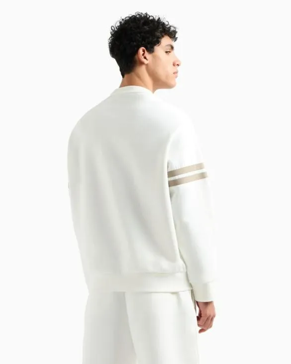 Crewneck Sweatshirt With Stripes And Logo White Men Armani Sweatshirts Crewneck Sweatshirt With Stripes And Logo White Men Armani Sweatshirts