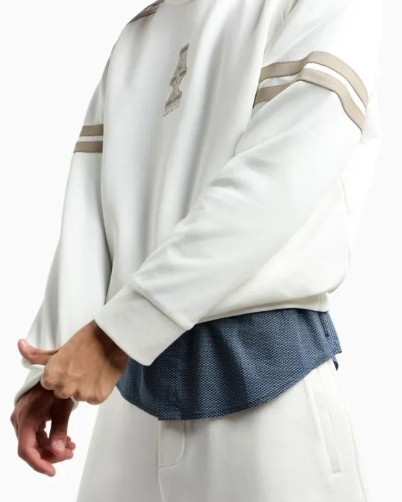 Crewneck Sweatshirt With Stripes And Logo White Men Armani Sweatshirts Crewneck Sweatshirt With Stripes And Logo White Men Armani Sweatshirts