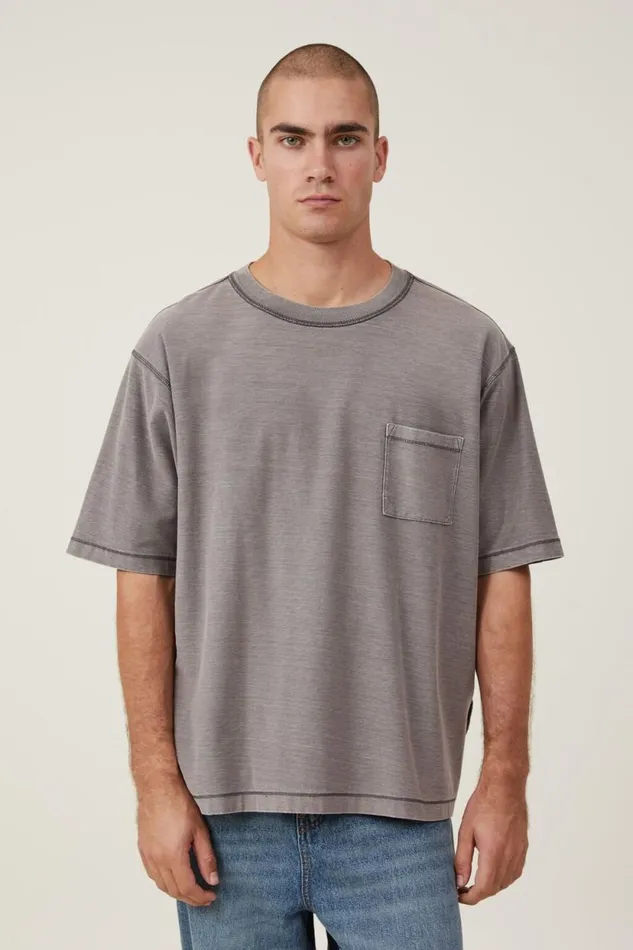 Crop Fit Reversed TShirt Slate Stone Men Cotton On Tees and Tanks