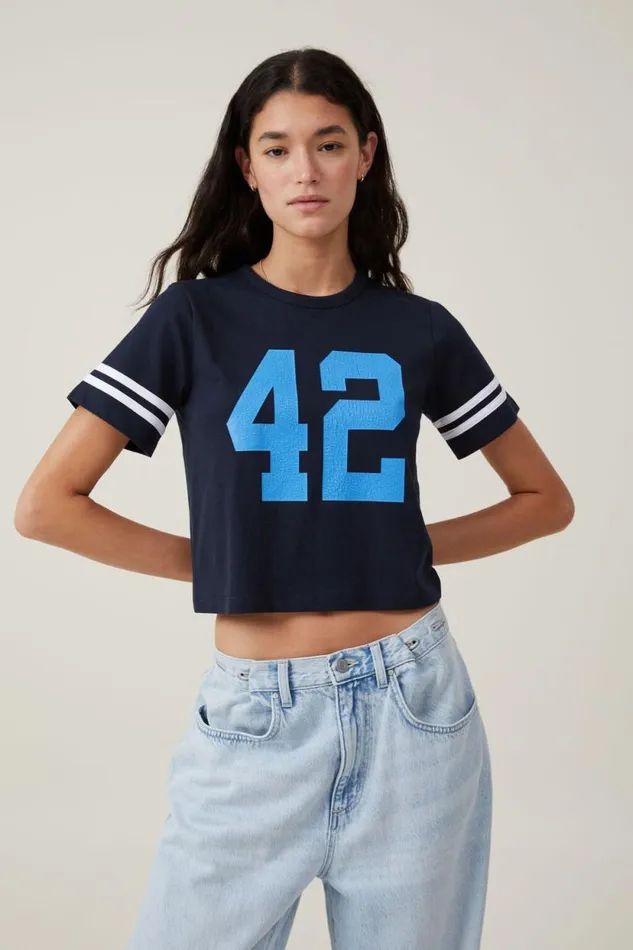 Crop Regular Tee Palm Cove 42ink Navy Women Cotton On Tops
