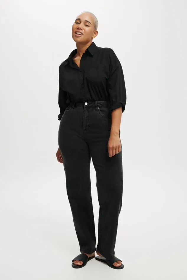 Curvy Stretch Straight Jean Graphite Black Women Cotton On Pants