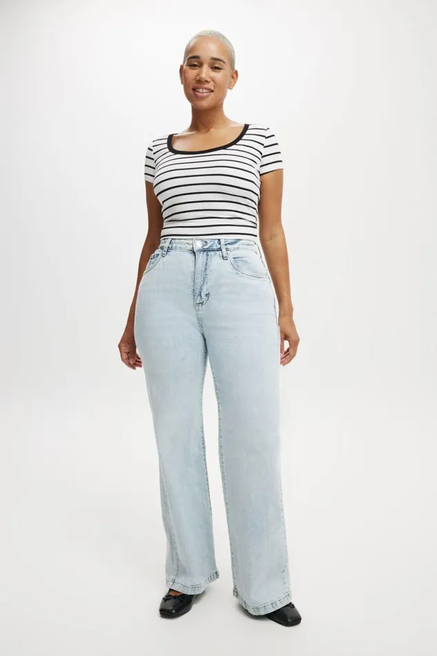 Curvy Stretch Wide Jean Palm Blue Women Cotton On Jeans