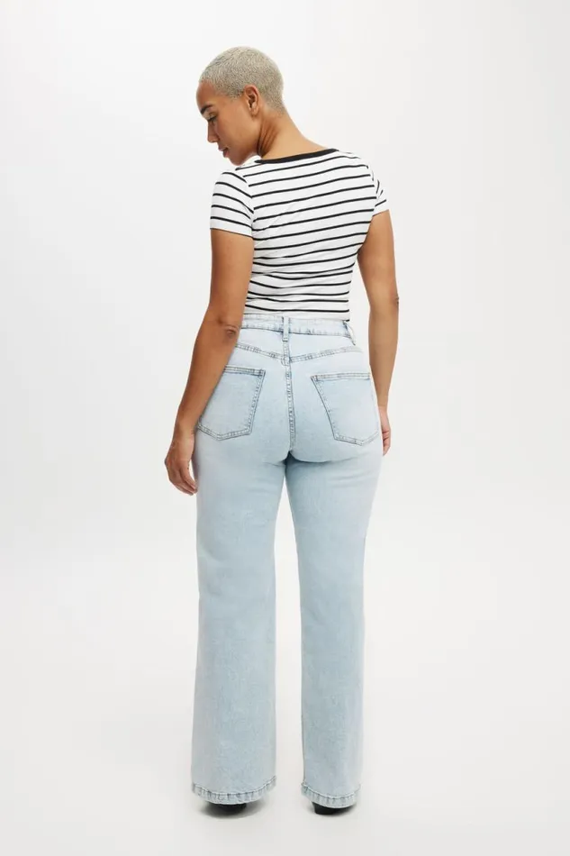 Curvy Stretch Wide Jean Palm Blue Women Cotton On Jeans
