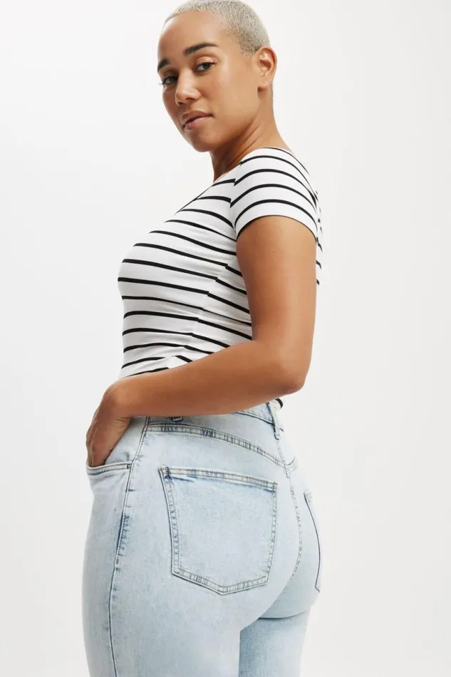 Curvy Stretch Wide Jean Palm Blue Women Cotton On Jeans