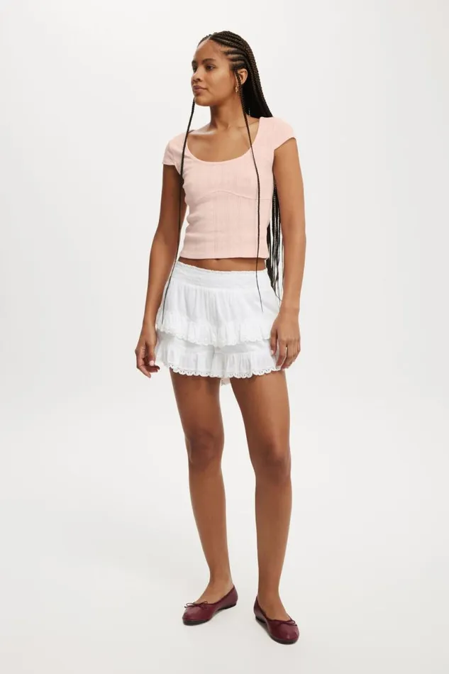 Darcie Scoop Neck Short Sleeve Top Flossy Pink Women Cotton On Tops