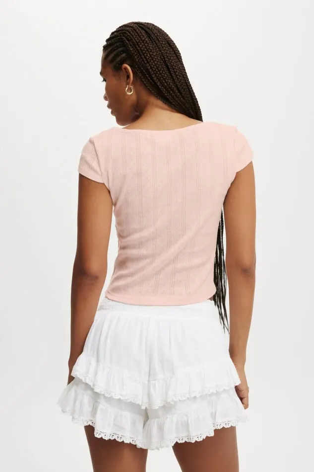 Darcie Scoop Neck Short Sleeve Top Flossy Pink Women Cotton On Tops