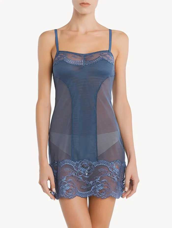 Dark Blue Lace Slip Sleepwear La Perla Slips and Dresses