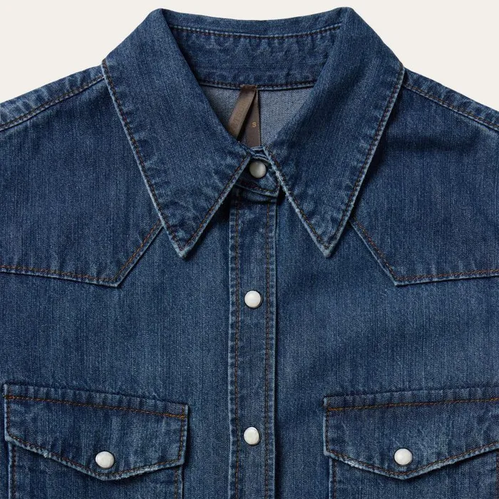 Dark Denim Snap Western Shirt Blue Women Stetson Denim Shirts