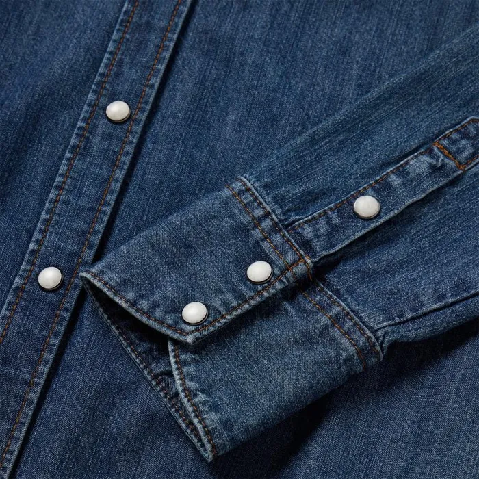 Dark Denim Snap Western Shirt Blue Women Stetson Denim Shirts