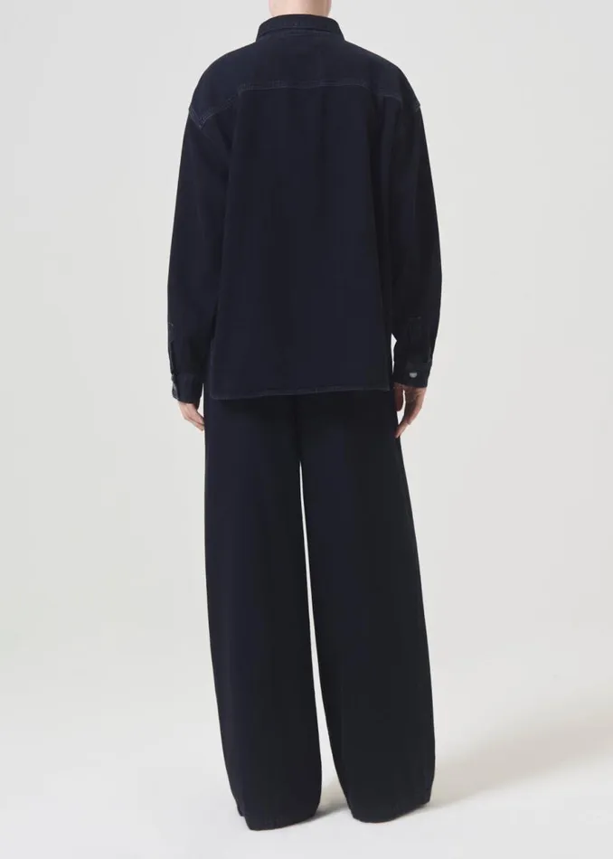 Denim Women Agolde Aiden High Low Shirt In Dispute
