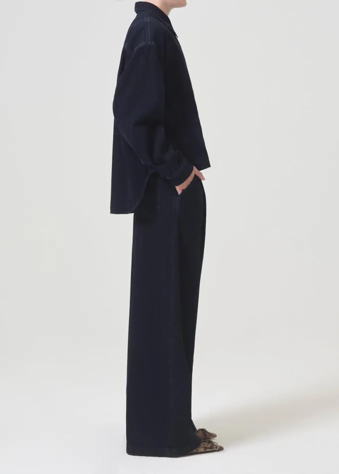 Denim Women Agolde Aiden High Low Shirt In Dispute