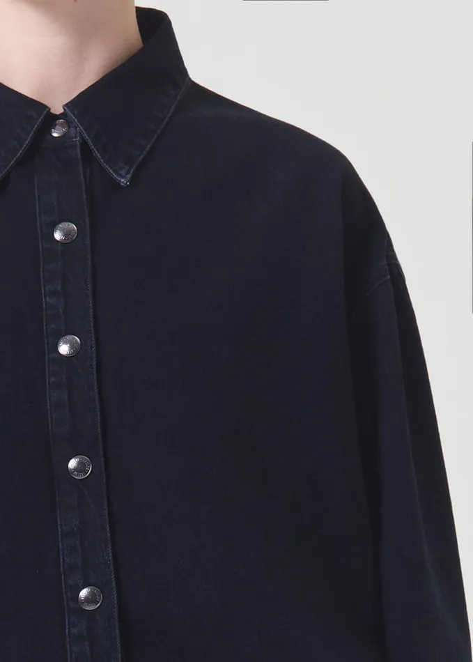 Denim Women Agolde Aiden High Low Shirt In Dispute
