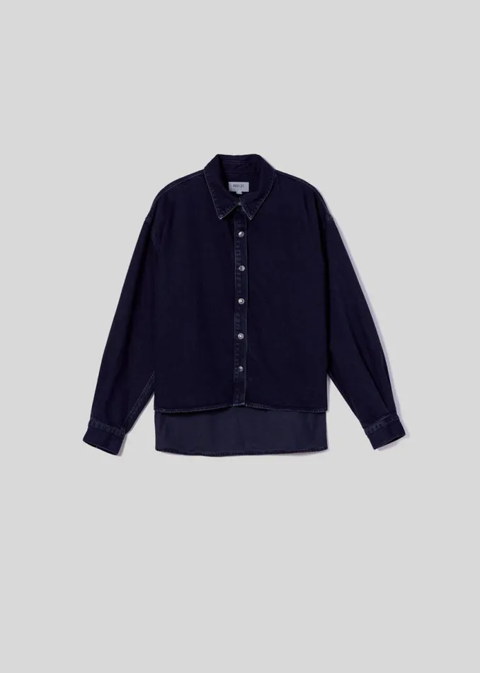 Denim Women Agolde Aiden High Low Shirt In Dispute