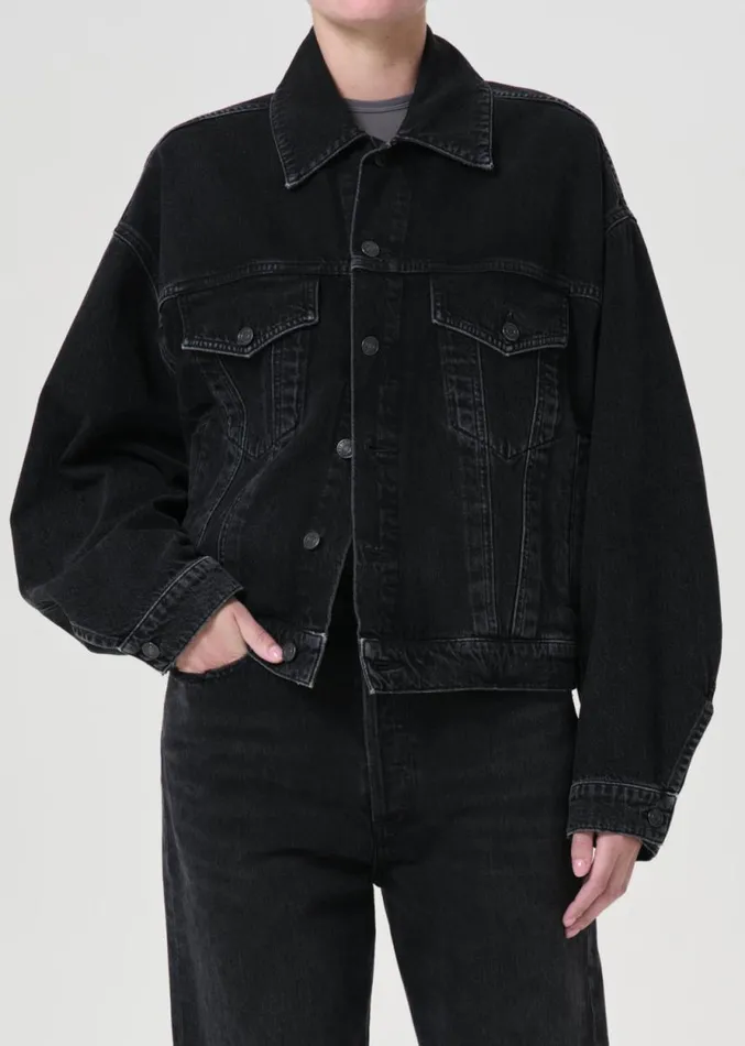Denim Women Agolde Dalton Balloon Jacket In Spider