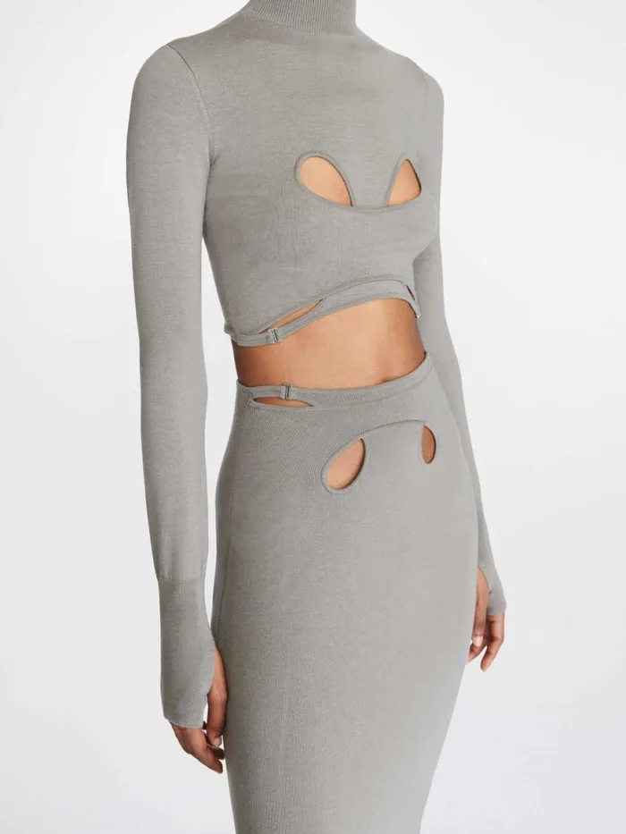 Dion Lee Knitwear MOBIUS LOOP LS TOP Dark Cement 8211 Shop