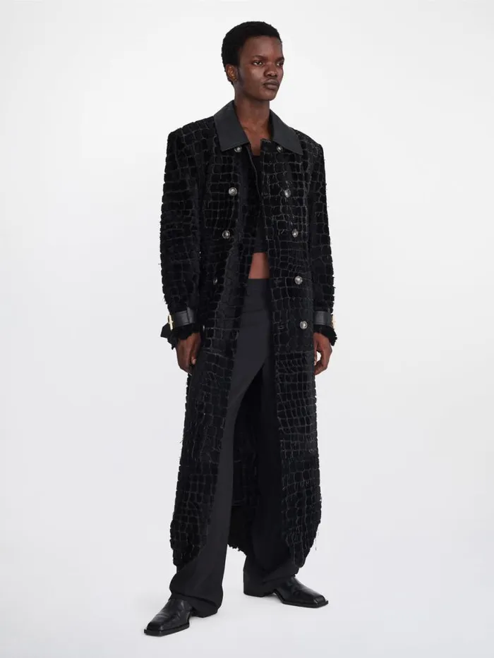 Dion Lee Outerwear DISTRESSED CROC ETCHED COAT Black 8211 UnisexShop