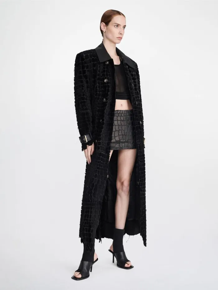 Dion Lee Outerwear DISTRESSED CROC ETCHED COAT Black 8211 UnisexShop