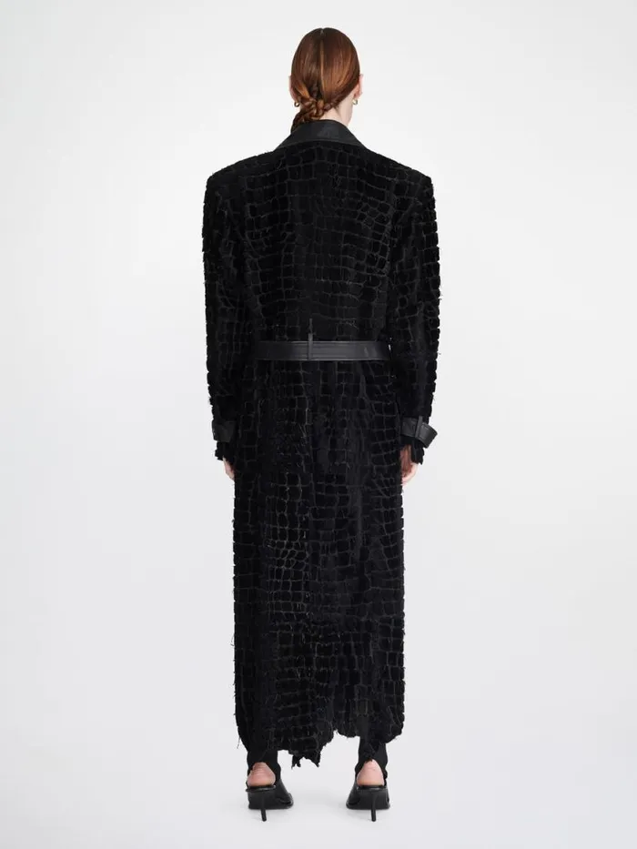 Dion Lee Outerwear DISTRESSED CROC ETCHED COAT Black 8211 UnisexShop