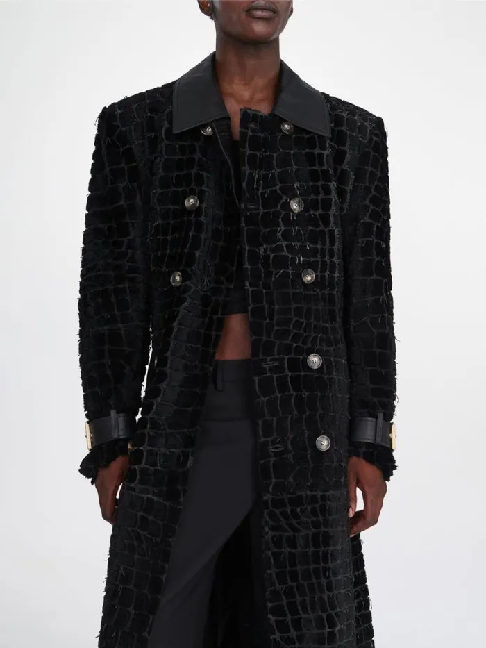 Dion Lee Outerwear DISTRESSED CROC ETCHED COAT Black 8211 UnisexShop