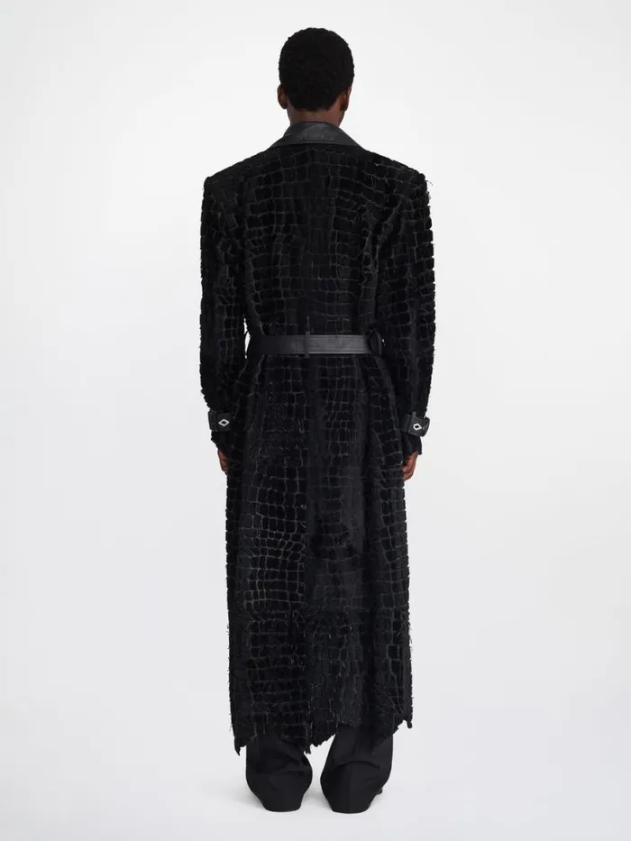 Dion Lee Outerwear DISTRESSED CROC ETCHED COAT Black 8211 UnisexShop