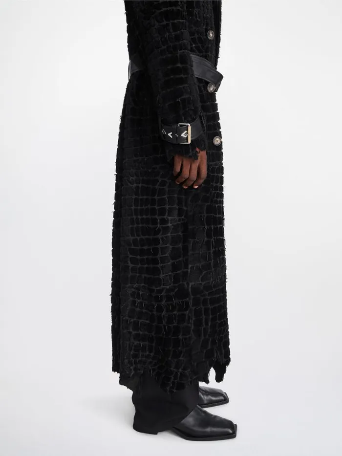 Dion Lee Outerwear DISTRESSED CROC ETCHED COAT Black 8211 UnisexShop
