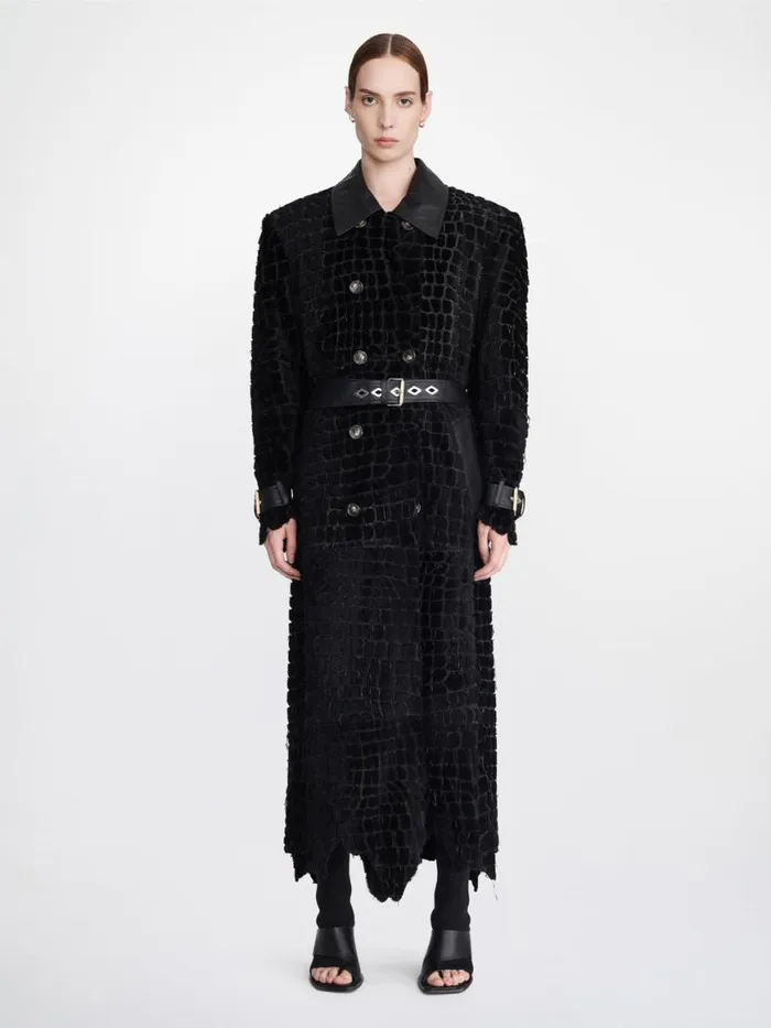 Dion Lee Outerwear DISTRESSED CROC ETCHED COAT Black 8211 UnisexShop