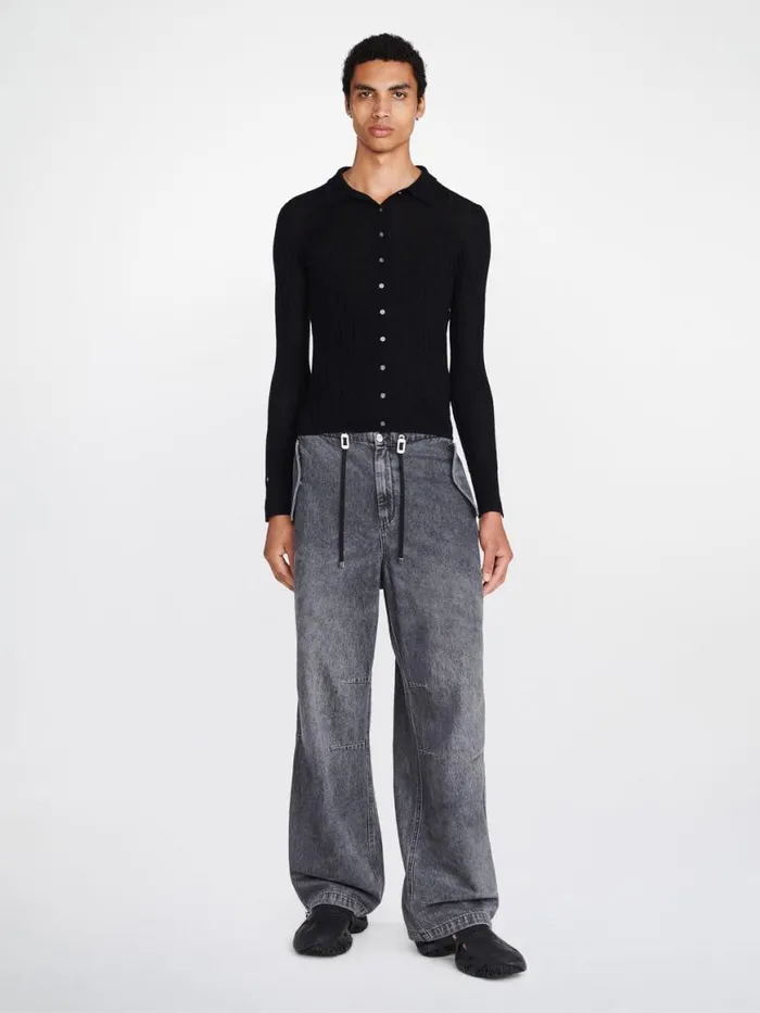 Dion Lee Tops MERINO POLO SWEATER Black 8211 UnisexShop