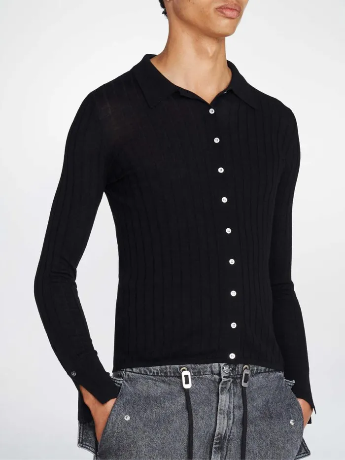Dion Lee Tops MERINO POLO SWEATER Black 8211 UnisexShop