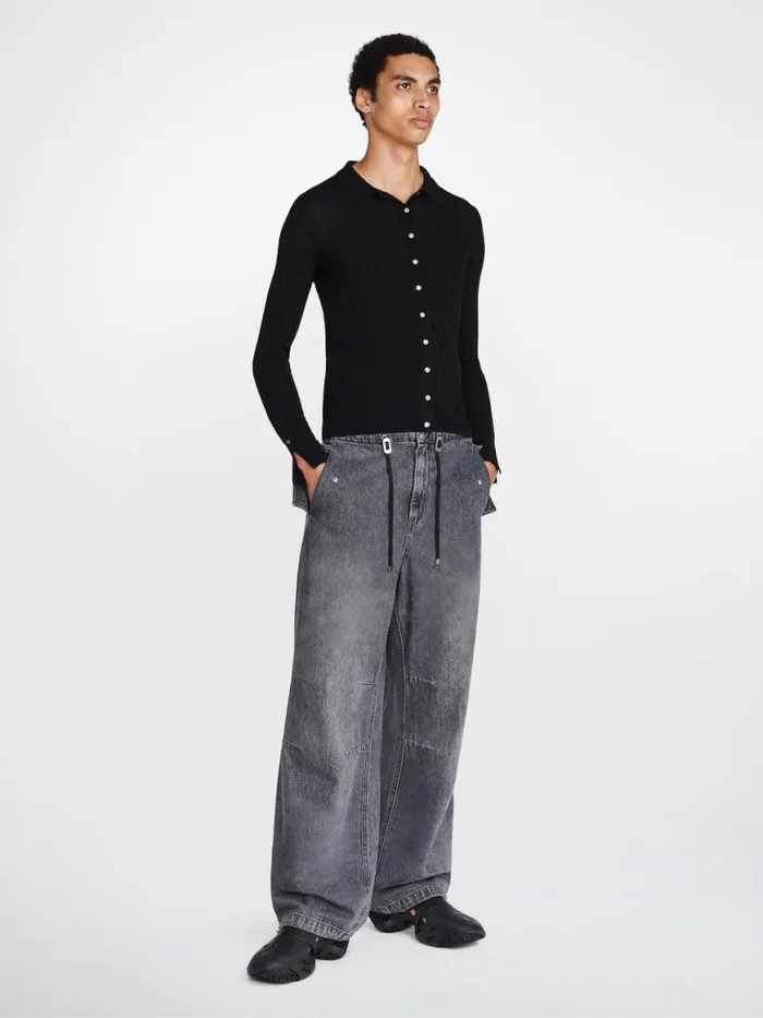 Dion Lee Tops MERINO POLO SWEATER Black 8211 UnisexShop