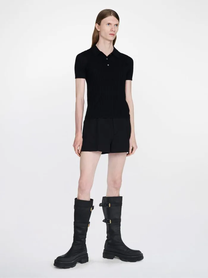 Dion Lee Tops MERINO POLO TOP Black 8211 UnisexShop
