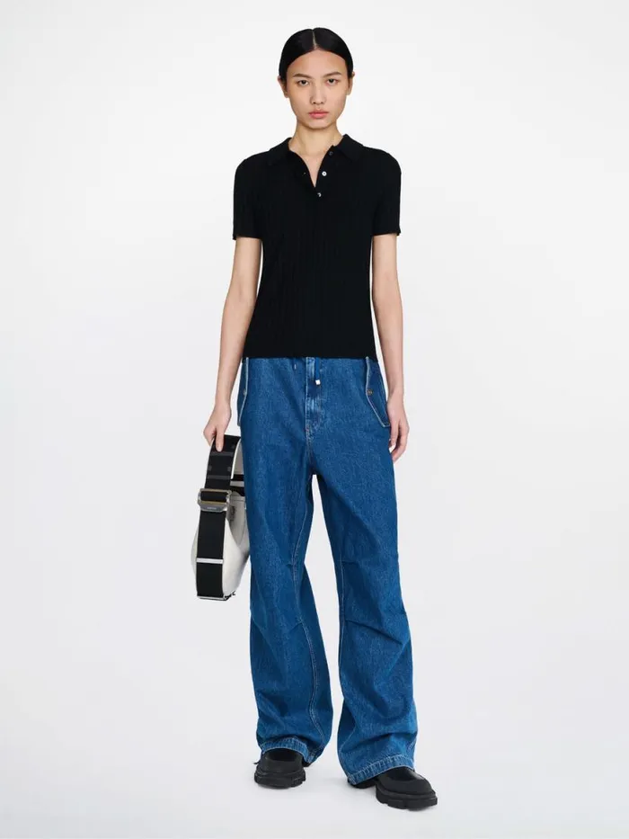 Dion Lee Tops MERINO POLO TOP Black 8211 UnisexShop