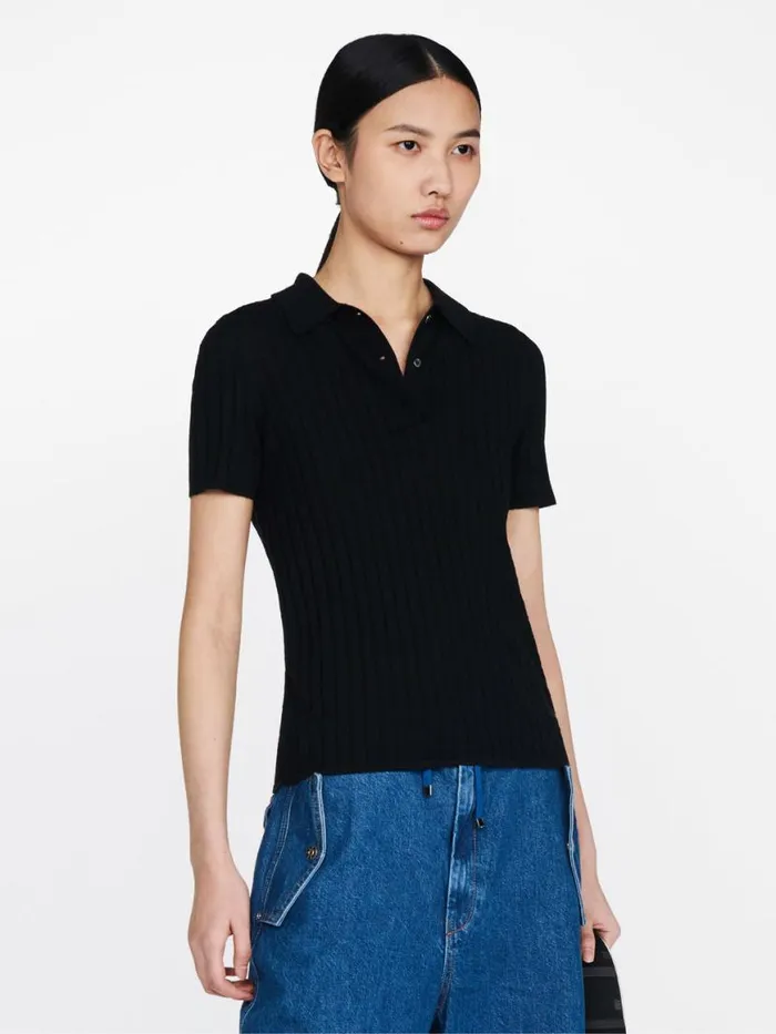 Dion Lee Tops MERINO POLO TOP Black 8211 UnisexShop