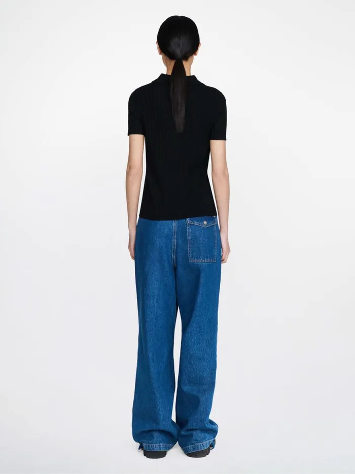 Dion Lee Tops MERINO POLO TOP Black 8211 UnisexShop