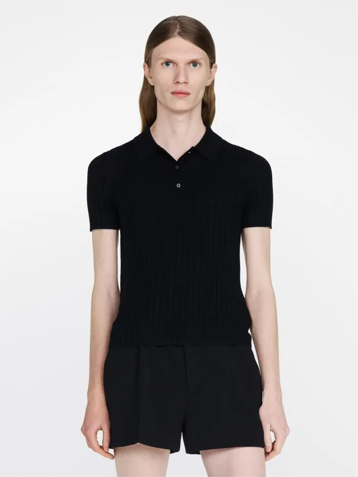 Dion Lee Tops MERINO POLO TOP Black 8211 UnisexShop