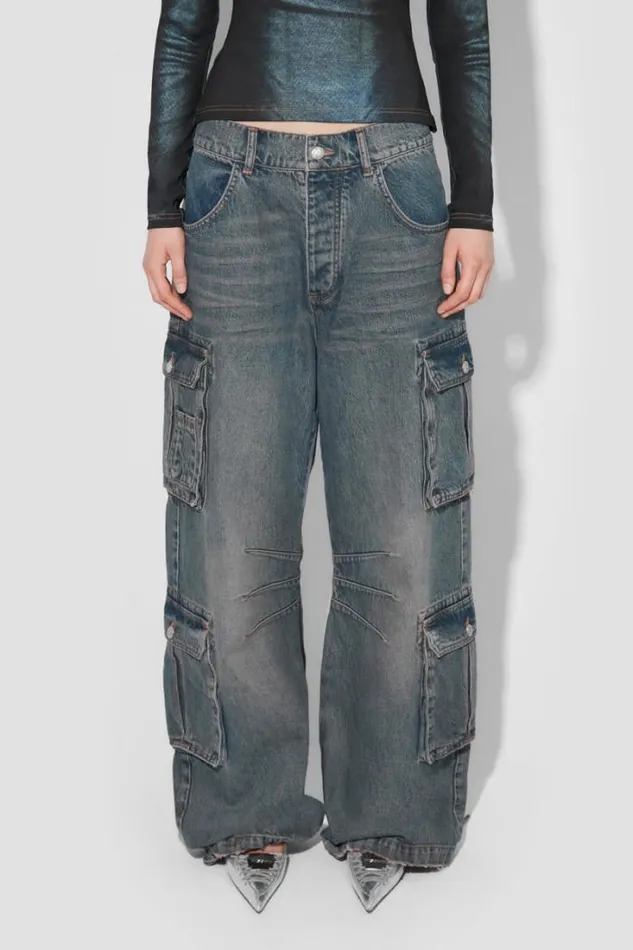 Dirt Bath Cargo Denim Trousers Blue Women MISBHV Trousers