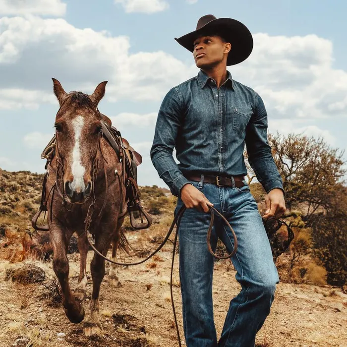 Dirty Denim Western Shirt Blue Men Stetson Western Shirts