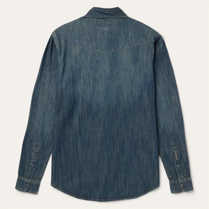 Dirty Denim Western Shirt Blue Men Stetson Western Shirts