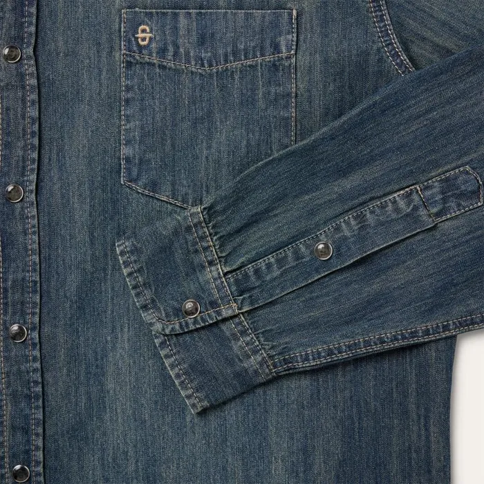 Dirty Denim Western Shirt Blue Men Stetson Western Shirts