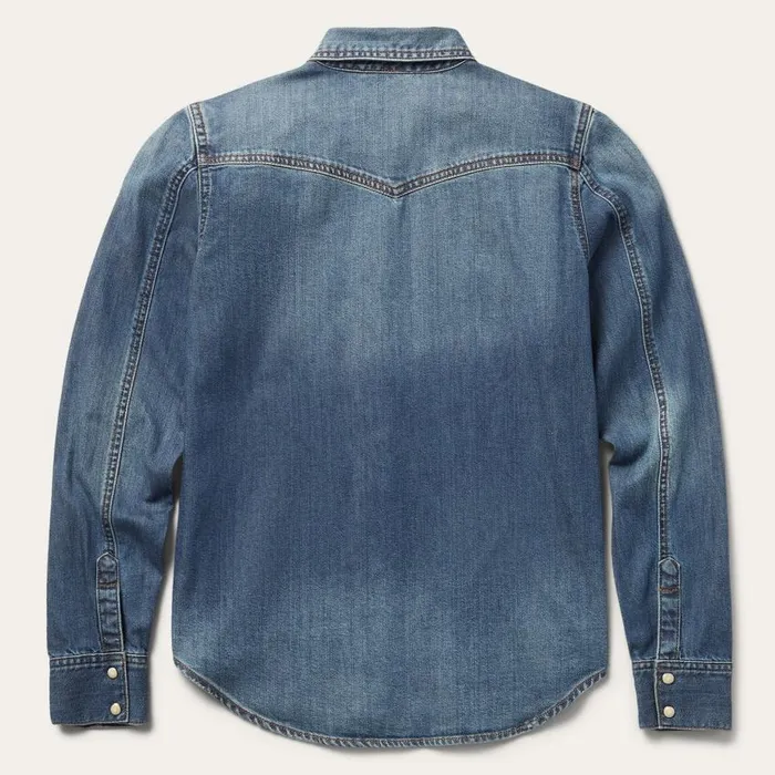 Distressed Denim Shirt Blue Women Stetson Denim Shirts