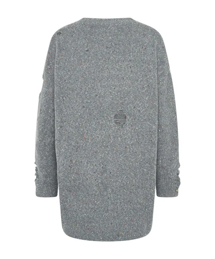 DISTRESSED FISHERMAN KNIT SWEATER GREY Women One Teaspoon Knitwear DISTRESSED FISHERMAN KNIT SWEATER GREY Women One Teaspoon Knitwear
