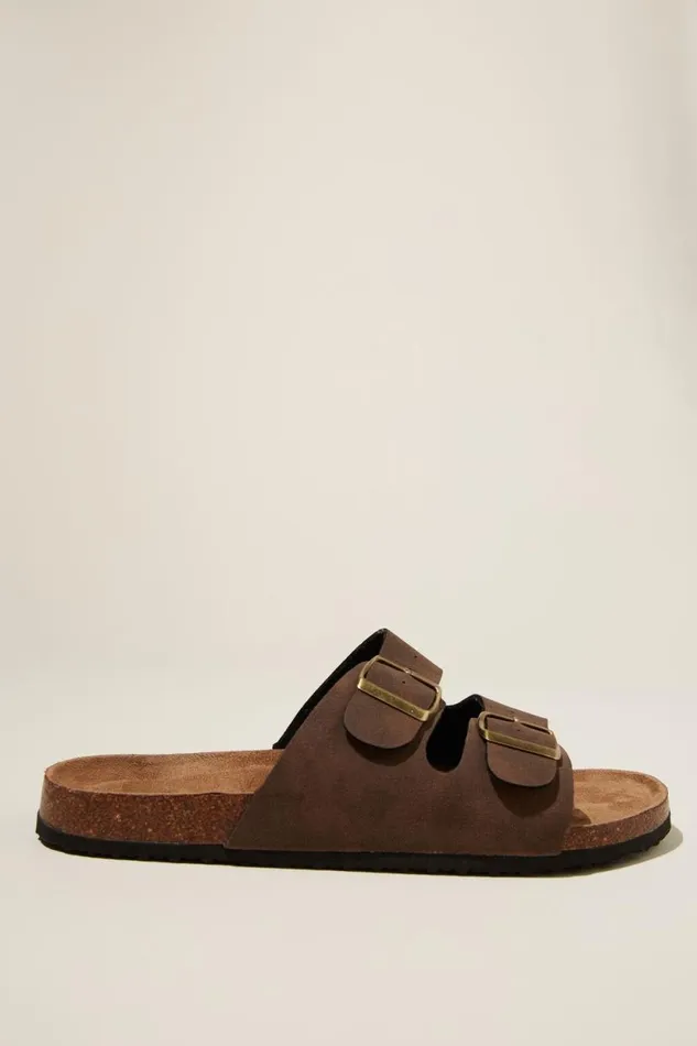 Double Buckle Sandal Dark Chocolate Men Cotton On Shoes