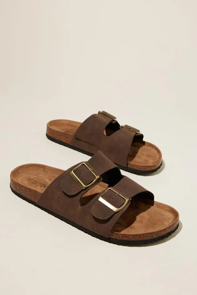 Double Buckle Sandal Dark Chocolate Men Cotton On Shoes Double Buckle Sandal Dark Chocolate Men Cotton On Shoes