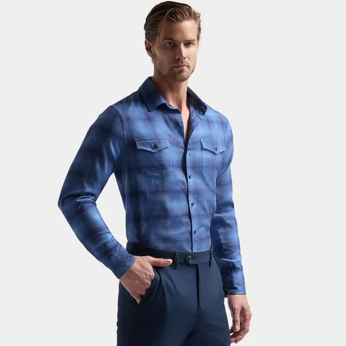 Dress Shirts Men GFORE SHADOW PLAID BRUSHED DRESS SHIRT Racer Dress Shirts Men GFORE SHADOW PLAID BRUSHED DRESS SHIRT Racer