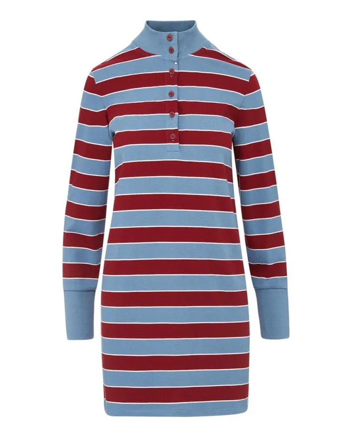 Dresses Shop Veronica Beard Cenda RugbyStriped Mini Dress Oxford Blue Multi