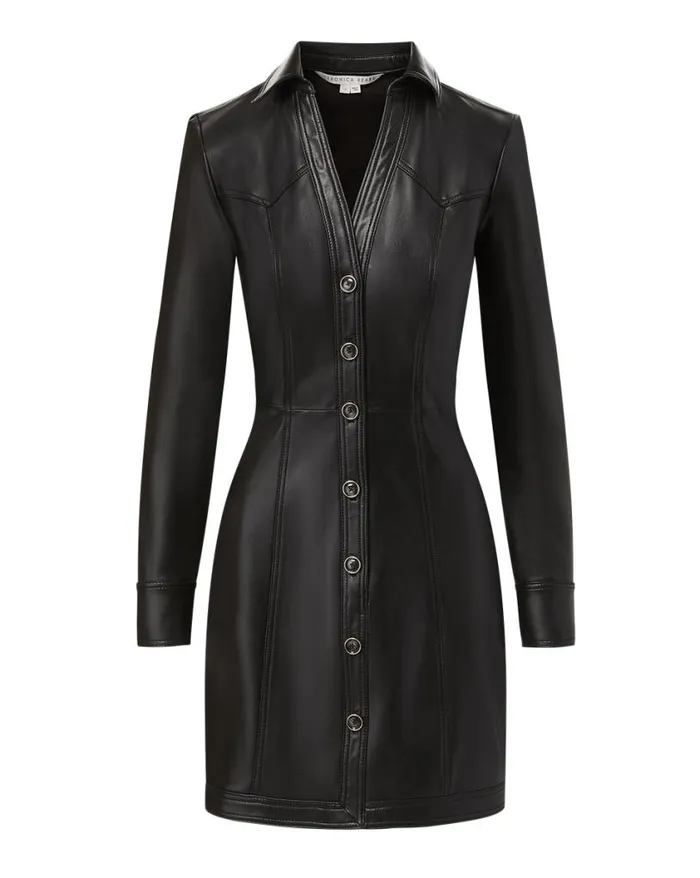 Dresses Shop Veronica Beard Garrett Vegan Leather Dress Black