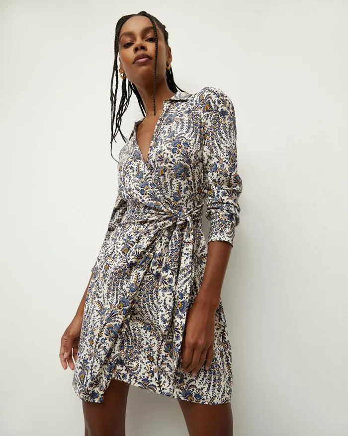 Dresses Shop Veronica Beard Lavella Floral Wrap Dress Ecru Multi