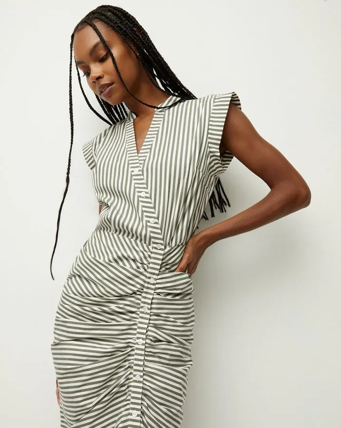 Dresses Shop Veronica Beard Ruched Shirtdress Bright Armywhite